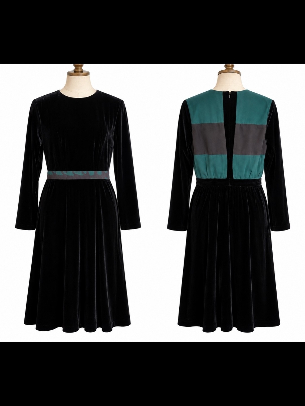 Black Velvet Long-Sleeve Dress